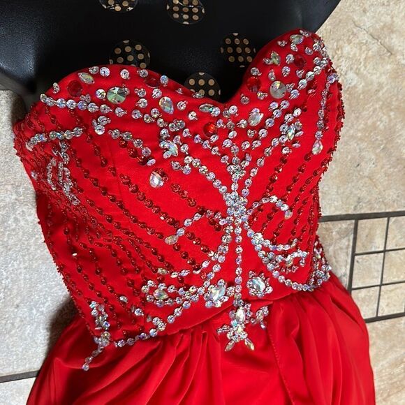 PROM PAGEANT Ball Gown in Red Bridesmaid Barbie Wedding Embellished Hanayome NEW - Picture 3 of 11